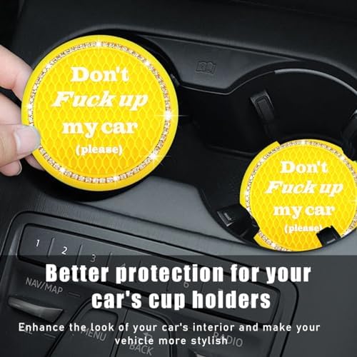 2 PCS Bling Car Cup Coaster, 2.75 Inch Anti-Slip Cup Holder Insert Coasters - Image 4