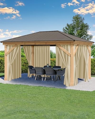 Outdoor Curtains for Patio Waterproof Rod Pocket 8 Pcs 54x84 Inch Cream by HolidayIdeas