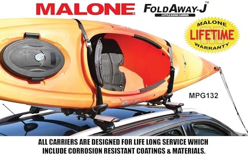 Malone Foldaway-J™ Kayak Rack Carrier, Universal Fit, Tool Free Install - Image 3