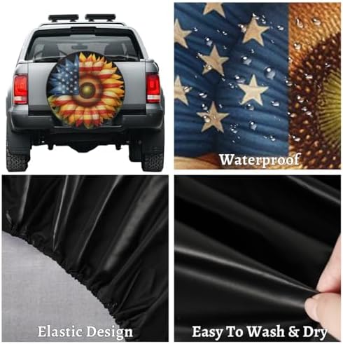 Rv Spare Tire Cover Wheel American Flag Sunflower Tire Covers Wheel Protectors - Image 4