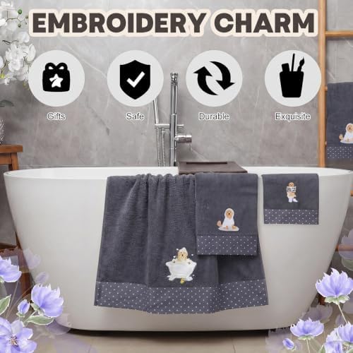 Peryiter 3 Pack Golden Retriever Decorative Bath Towel Set - Image 6