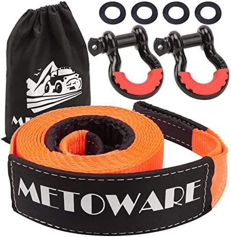 METOWARE Heavy Duty Tow Strap Recovery Kit by METOWARE