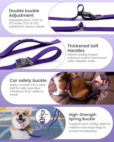 Hands Free Dog Leash with Seatbelt Set, Waist & Crossbody 33-110 lbs - Image 4