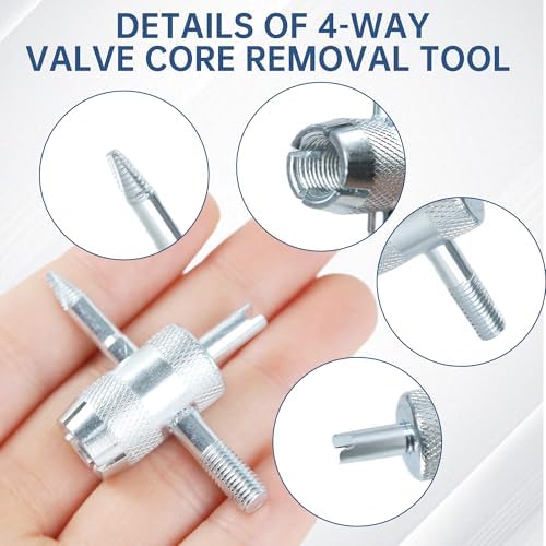 2 Pcs 4-Way Valve Core Removal Tool Stainless Steel Tire Valve Stem Tools - Image 3