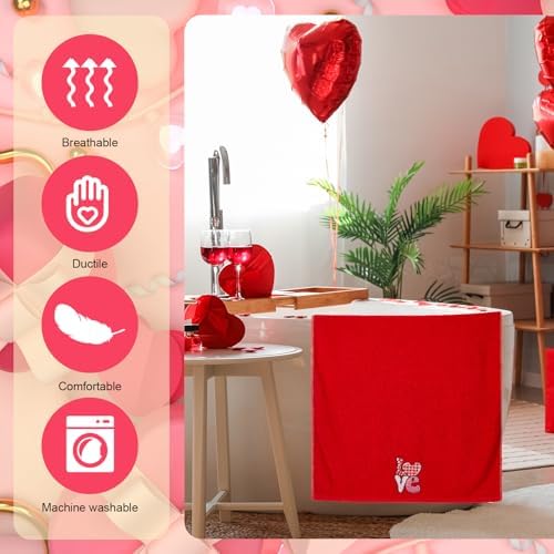 Peryiter 3 Pack Valentine Love Decorative Bath Towel Set - Image 6