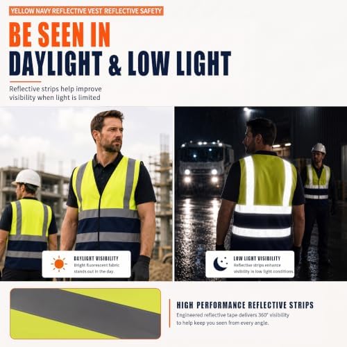 AYKRM 12 colour High visibility viz vest hi vis viz reflective work - Image 3