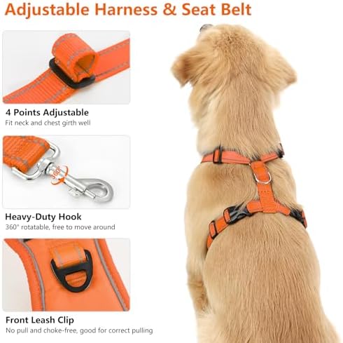 VavoPaw Dog Seat Belt Harness for Car, Dog Car Harness Adjustable Mesh - Image 4