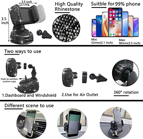 NBTEPEM 27 PCs Black Bling Car Accessories Set - Image 5