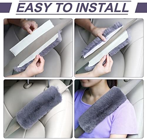 Boao 4 Pack Sheepskin Seat Belt Cover Shoulder Pad - Image 4