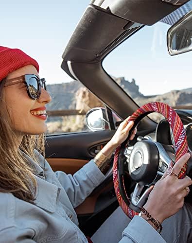 SEG Direct Boho Steering Wheel Cover, Baja Blanket Cloth, Coarse Flax - Image 2