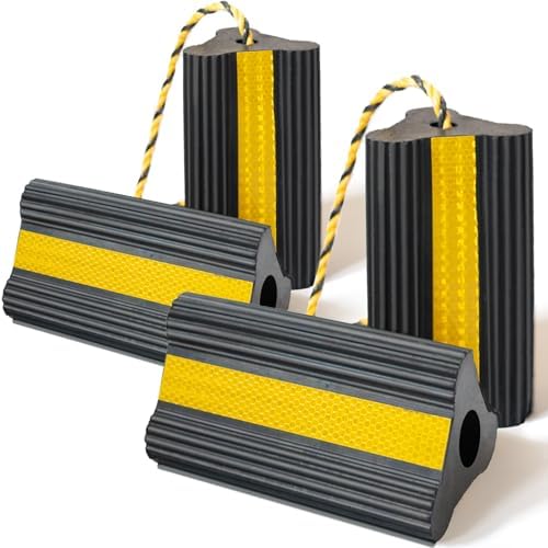Wheel Chocks RV Trailer, Heavy-Duty Rubber, 8mm Teeth, 2 Pairs by Unknown
