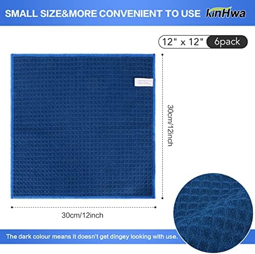 KinHwa Waffle Microfiber Dish Cloths Navyblue Kitchen Towels Cleaning Cloth - Image 2