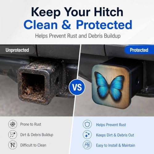 Trailer Hitch Covers Retro Butterfly, Heavy Duty 2 Inch Hitch Cover - Image 5