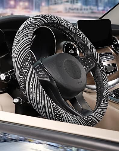 SEG Direct Boho Steering Wheel Cover, Baja Blanket Cloth, Coarse Flax - Image 5