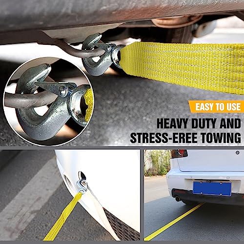 Tow Strap with Hooks 2”x20’ 15, 000 LBS, Tow Rope Metal Safety Hooks - Image 4