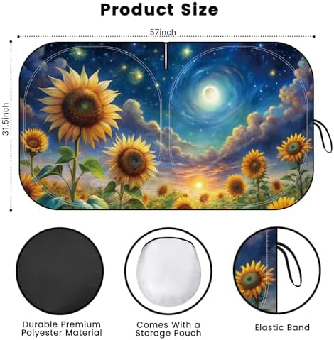 Windshield Sun Shade, Reflective Car Sunshade Blocks Heat, 57 x 31.5 in - Image 2