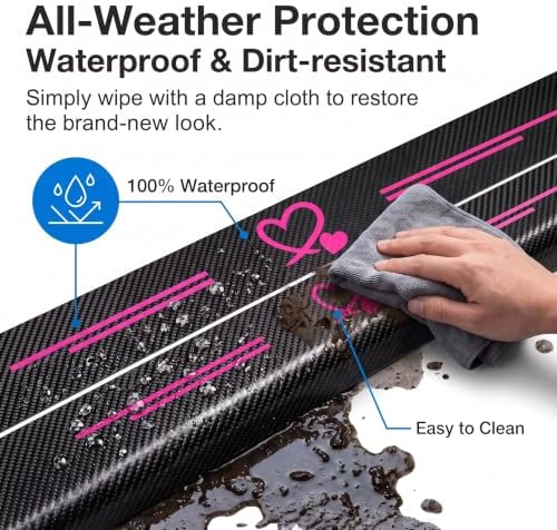 5PCS Heart Pattern Car Door Sill Protector, Carbon Fiber Leather Car Door Entry - Image 5