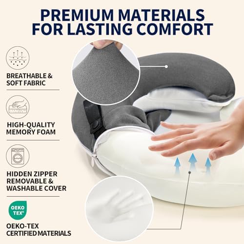 BUYUE Travel Neck Pillows for Airplanes, Memory Foam 360° Head Support Sleep - Image 4