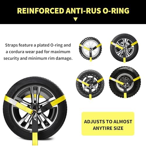 4 Pack Car Tie Down Straps for Trailers, 000LBS Break Strength Wheel Tire Tie - Image 2