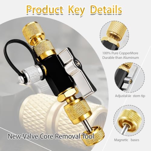 HVAC Valve Core Removal Tool, 1/4" & 5/16" SAE Valve Core Remover - Image 3