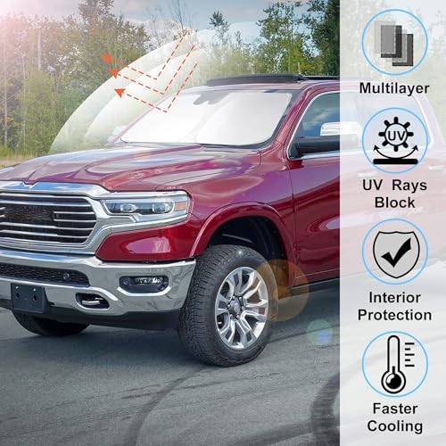 Windshield Sun Shade for 2010-2025 2026 Dodge RAM 2500 3500 - Image 2