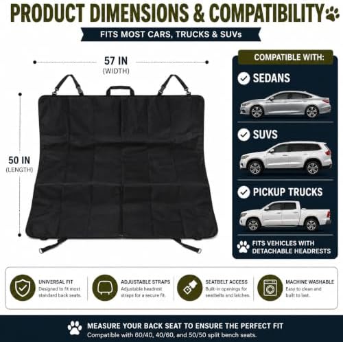 Waterproof Dog Car Seat Cover for Back Seat - Image 2