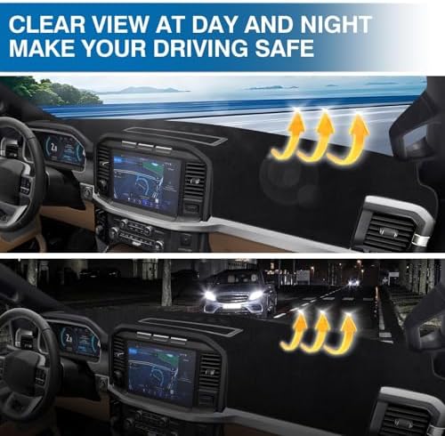 KUST Black Dash Cover for Ford F-150 F150 2015-2020 Dashboard Cover Non-Slip - Image 6