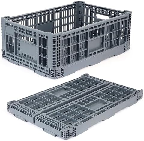 Collapsible Milk Crates 52L, Plastic Folding Storage Crate by Shineyaplus
