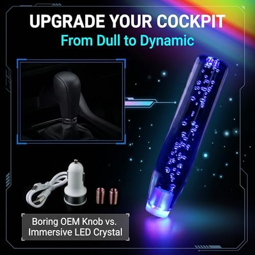 1 PC Car LED Luminous Crystal Gear Shifter, Colorful Bubble Light Shift Knob - Image 3