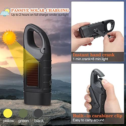 6 Pack Hand Crank Flashlights Solar Powered Flashlight - Image 3