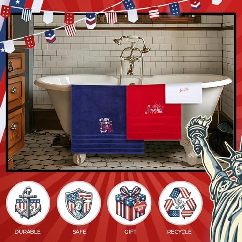 Peryiter 3 Pack 4th of July Decorative Bath Towel Set - Image 5