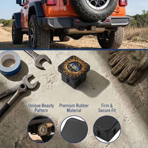 2 Inch Galaxy Black Sun Moon Trailer Hitch Cover Rubber Receiver Tube Plug Cap - Image 3