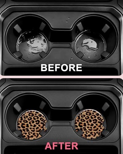 Swooflia Elegant Ceramic Car Coasters Classic Brown Leopard Car Accessories - Image 4