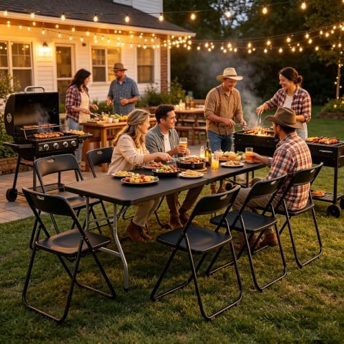 7 Piece Plastic Folding Table Chairs Set - Image 2