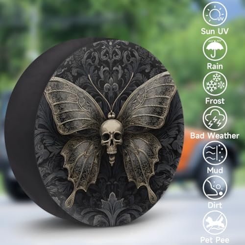 Black Skull Spare Tire Cover Dust-Proof Wheel Protector - Image 3