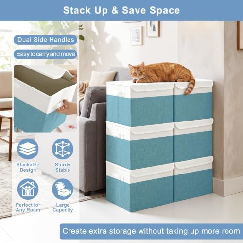 Large 17" 42 Quarts Collapsible Stackable Storage Bins - Image 5