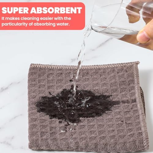 4Pack Waffle Weave Microfiber Towel, 12×12" Coffee Bar Dish Towels - Image 5