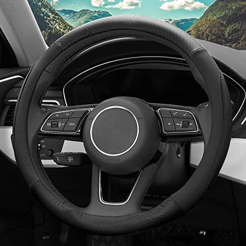 YHONGJT Soft Microfiber Leather Car Steering Wheel Cover, Universal Fit 15 Inch - Image 2