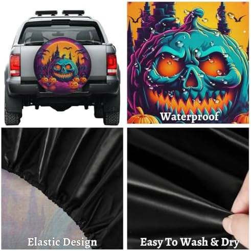 Spare Tire Cover for RV Trailer, Halloween Pumpkin Tire Covers Universal Fit - Image 4