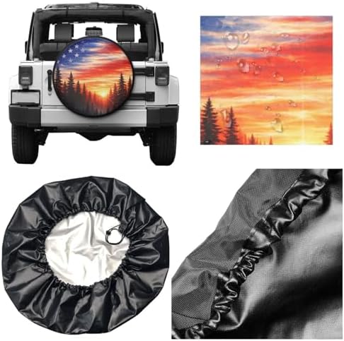 Spare Tire Cover，American Flag Sunset Fores Camper Spare Tire Cover Waterproof - Image 5