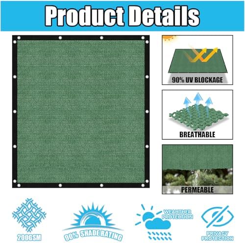 Amagenix 90% Pergola Shade Cover 8' X 14' Sun Shade Cloth - Image 3