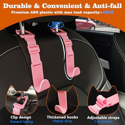 Amooca Anti-drop Car Headrest Hooks 4 Pack Seat Organizer - Image 6