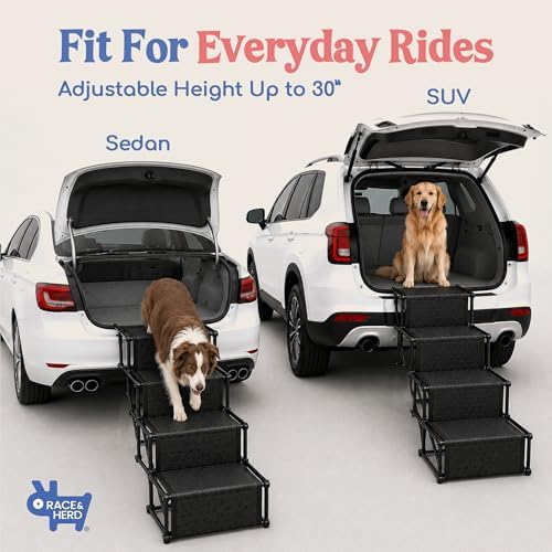 Race&Herd 18.5" Stairs for Dogs to Get in Car — Folding Dog Steps - Image 4
