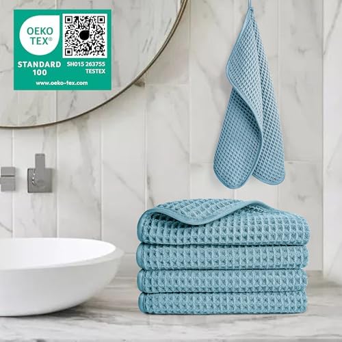 POLYTE 430 GSM Poly Blend Microfiber Waffle Wash Cloth Face Towel, 13x13 in - Image 5
