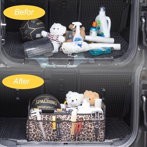 Car Trunk Organizer, Collapsible Car Organizers Storage Large Leopard Print - Image 6