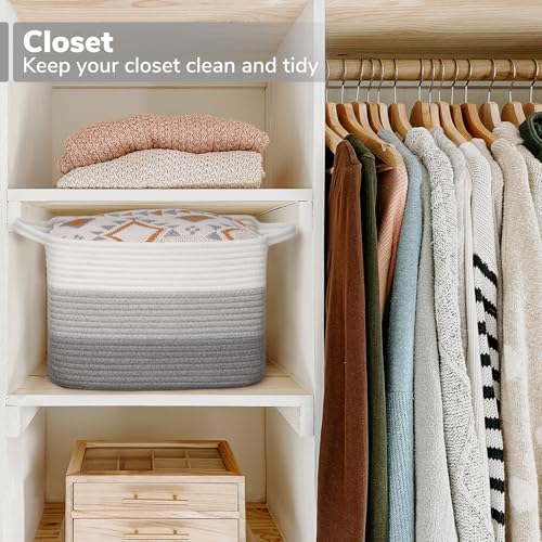 Goodpick Woven Storage Basket for Shelves, Gradient Gray - Image 5