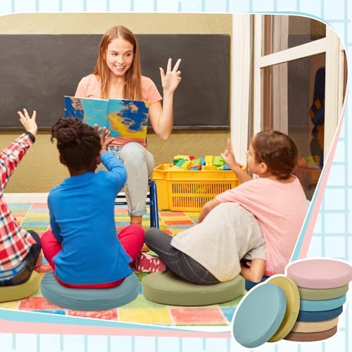 Juexica 8 Pcs Floor Cushions Kids, Advanced Color, 13.8 x 13.8 x 2 Inch - Image 3