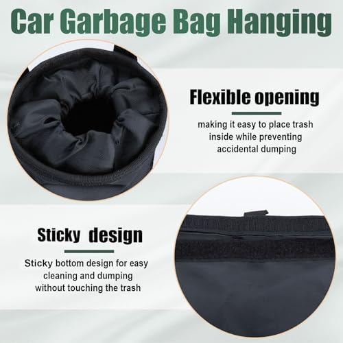 ecocstm 2 PCS Car Trash Bags, Car Accessories Washable Garbage Bag Hanging - Image 6
