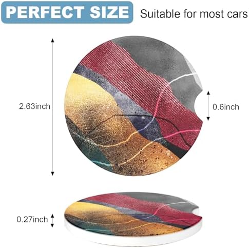 2 Pack Car Cup Holder Coaster, 2.63 inch Anti Slip Insert Absorbent Ceramic Car - Image 7