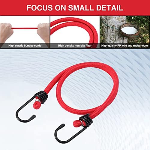 WORKPRO 24" Bungee Cords with Hooks, 4 Pack Heavy Duty Outdoor Bungee Strap - Image 3